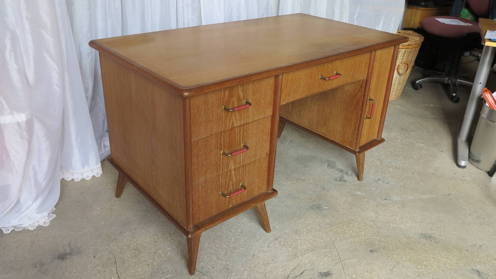 Minister's desk 1960s light oak