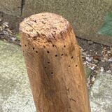 Brutalist tripod stool in solid elm from 1950.