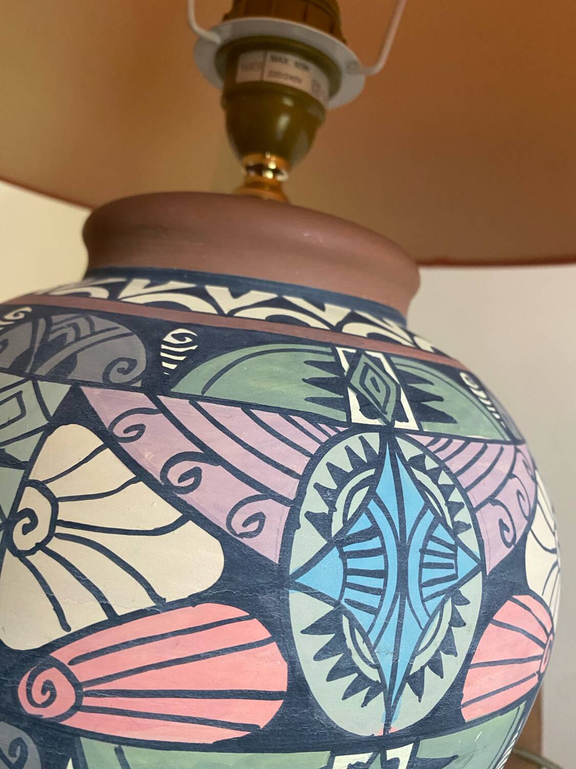 Painted ceramic table lamp