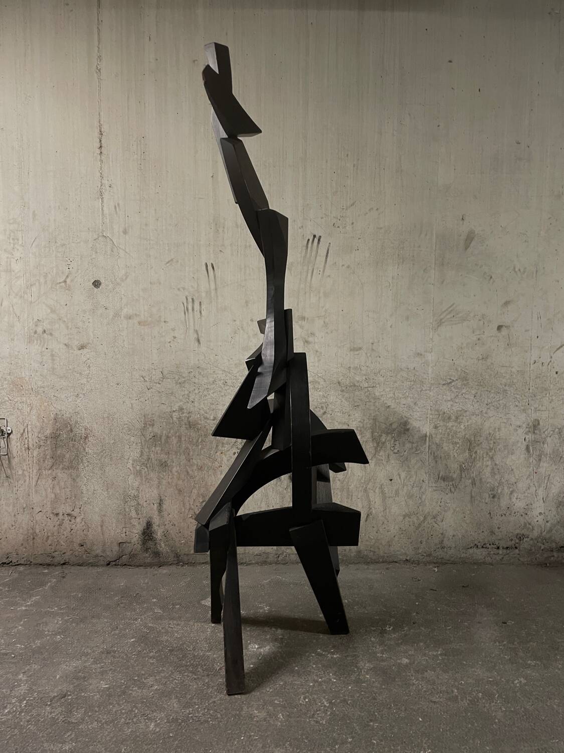 Large abstract sculpture in painted wood