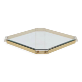 French acrylic and gold plated glass coffee table 1970s