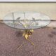 Florentine gold metal floral glass coffee table