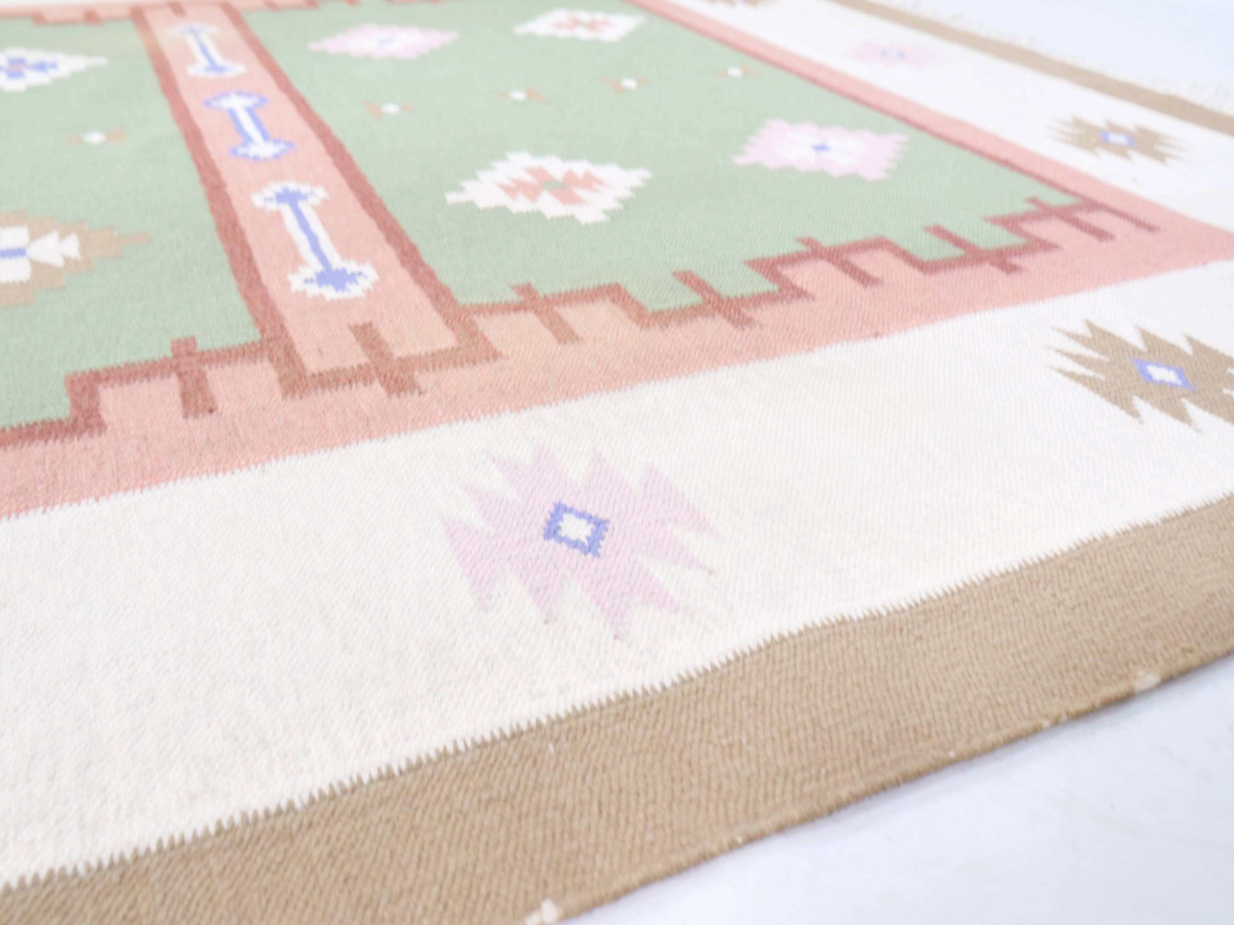 Hand-woven kilim true vintage ethnic wool rug, 70s 80s
