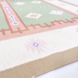 Hand-woven kilim true vintage ethnic wool rug, 70s 80s