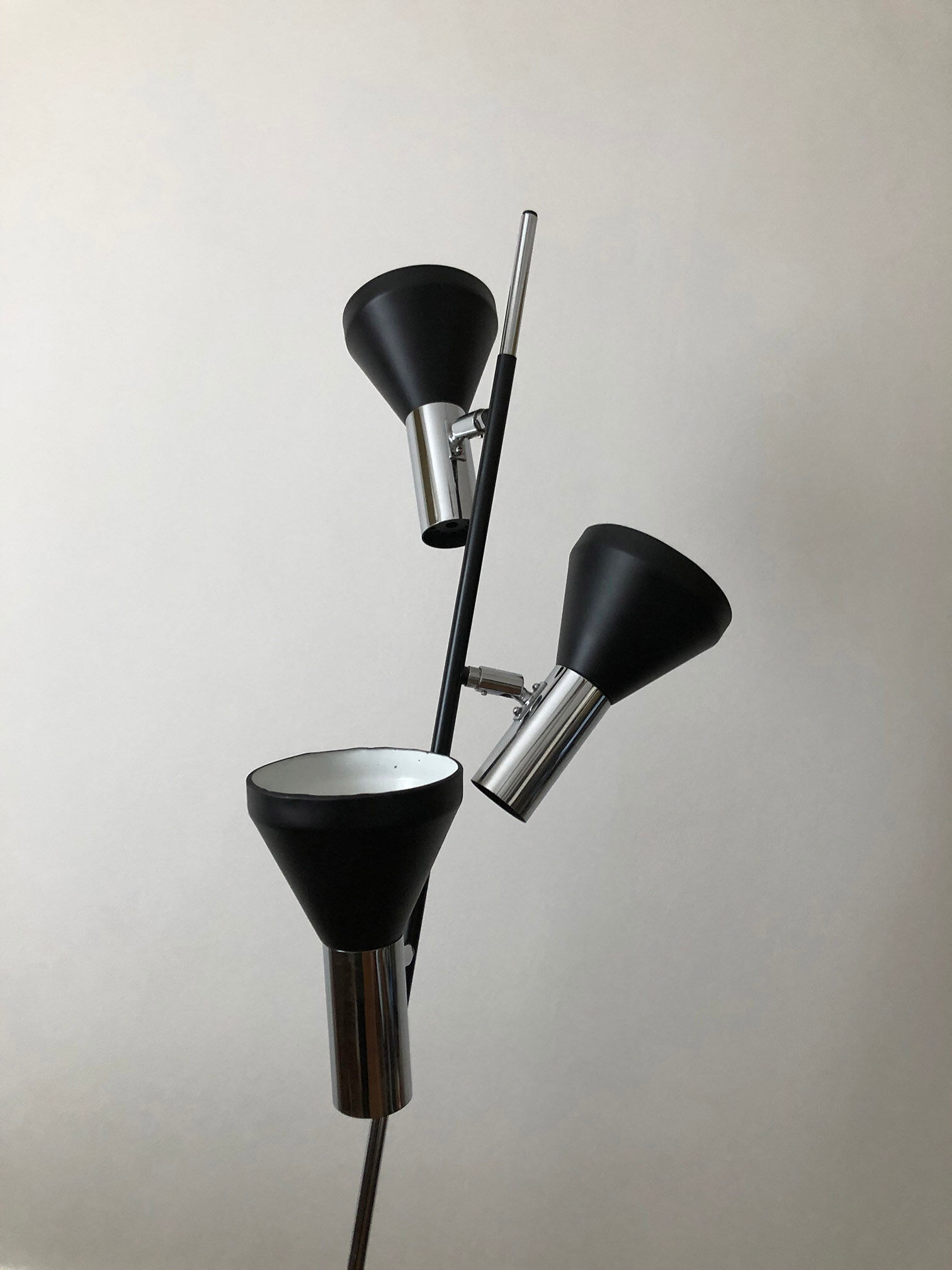 Lampadaire allemand en chrome 1970 3 lampes