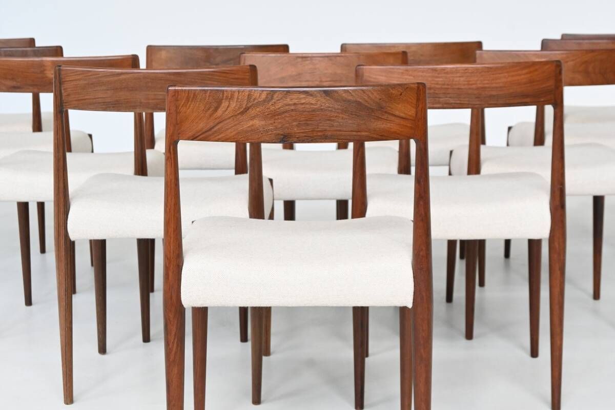Kai Kristiansen set of twelve dining chairs rosewood Fritz Hansen Denmark 1961