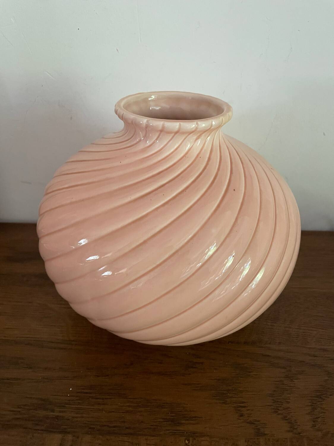 Powder pink art deco ball vase