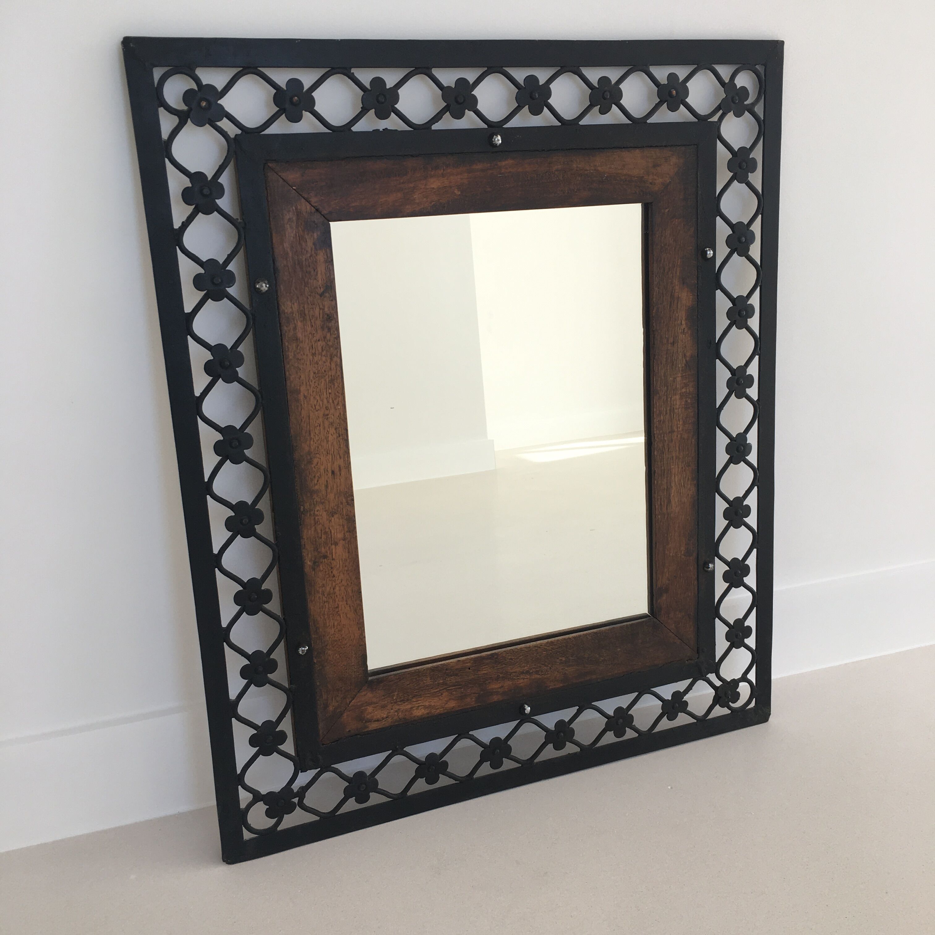 Artisanal wrought iron mirror