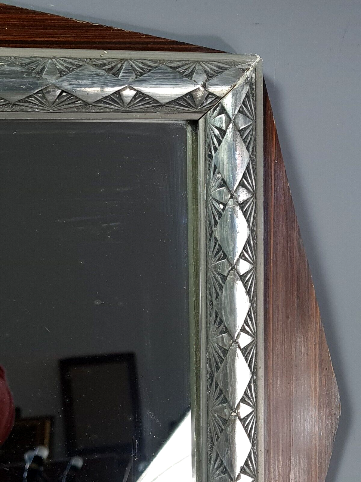 Art-deco mirror frame wood silver stucco 61x43 cm SB