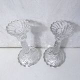 paire de bougeoirs en verre
