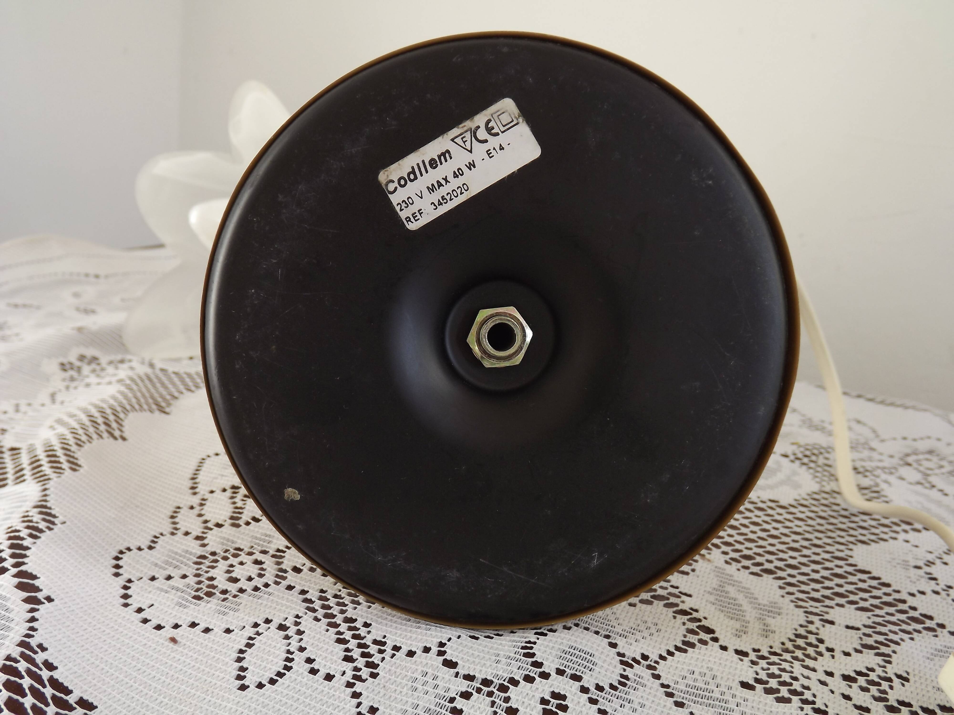 Vintage French Goose Neck Lamp - Grape Detail - Opaque Glass Shade
