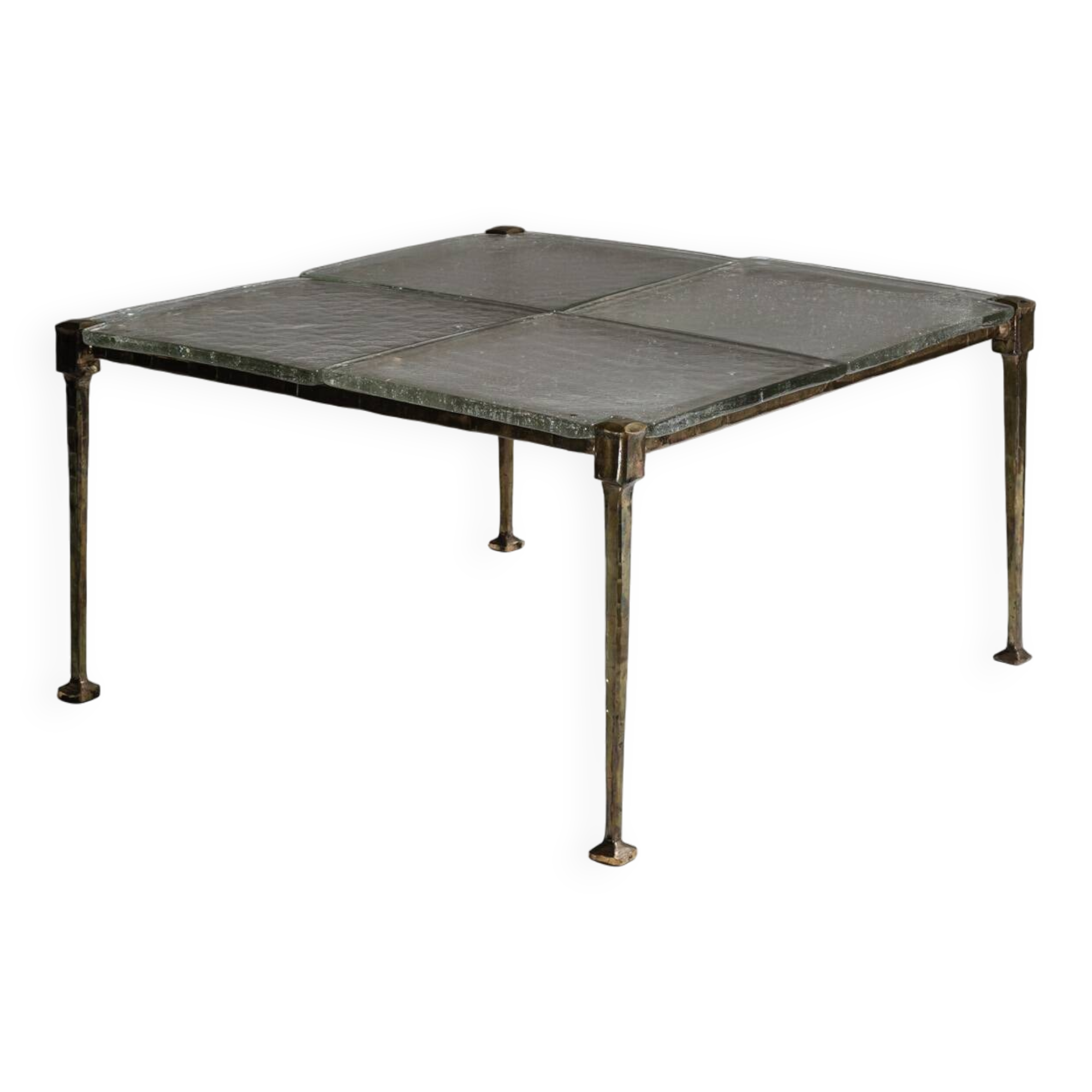 Bronze and glass coffee table, Lothar Klute, 1980s