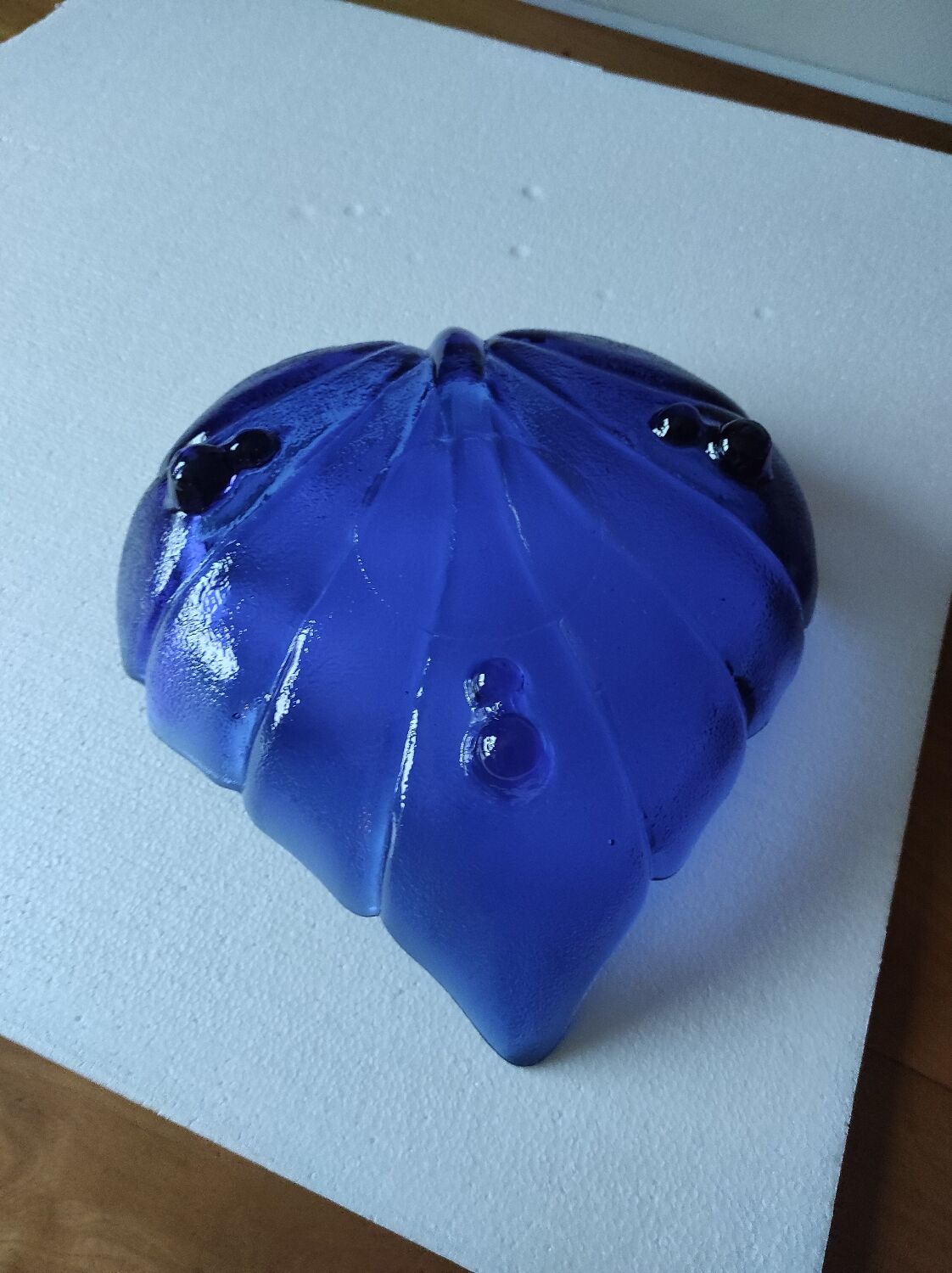 Blue glass fruit bowl