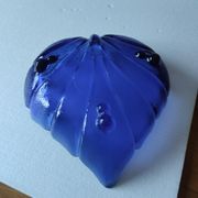 Blue glass fruit bowl