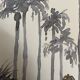 Signed monochrome watercolor painting “sunset over the palm trees”