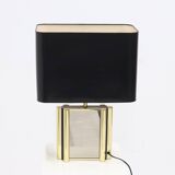 Large Belgian Table Lamp in mirror glass and Brass 1970s