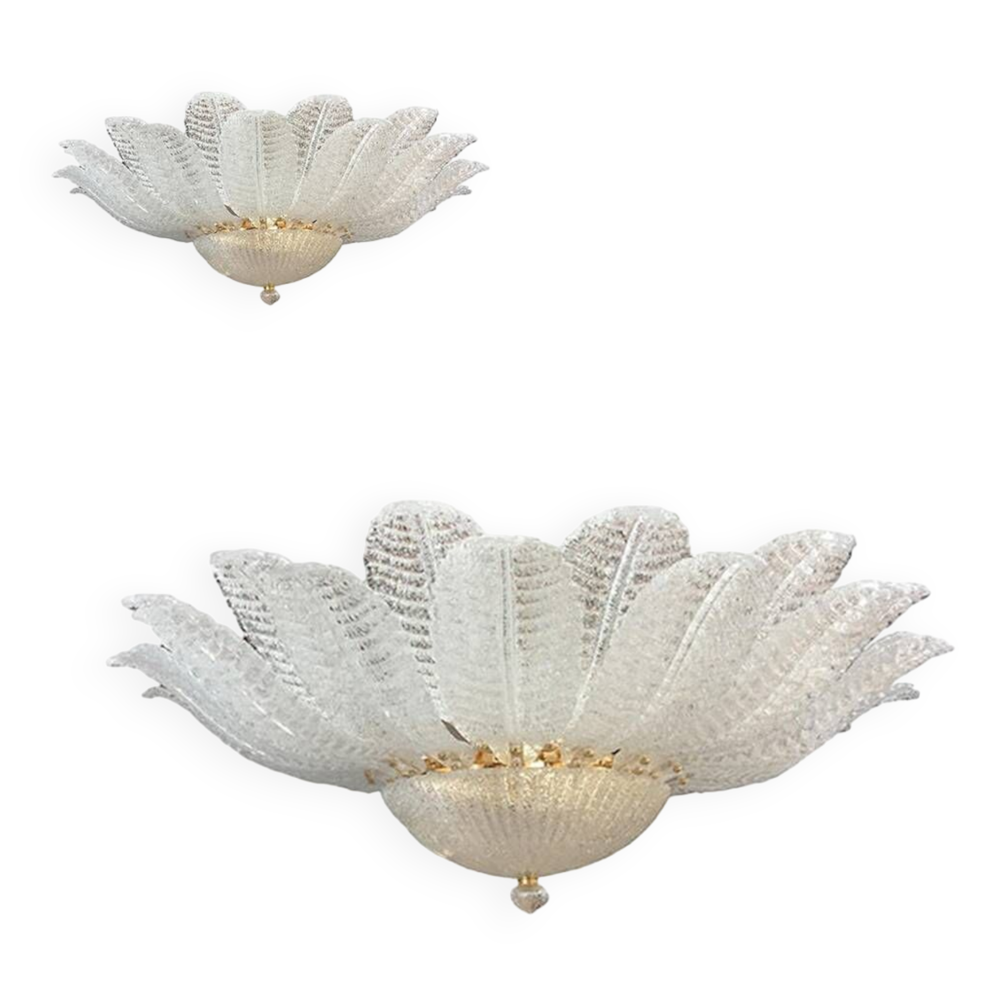 Murano glass sputnik chandelier flush mount, mazzega style, lot of 2 or a pair of chandeliers