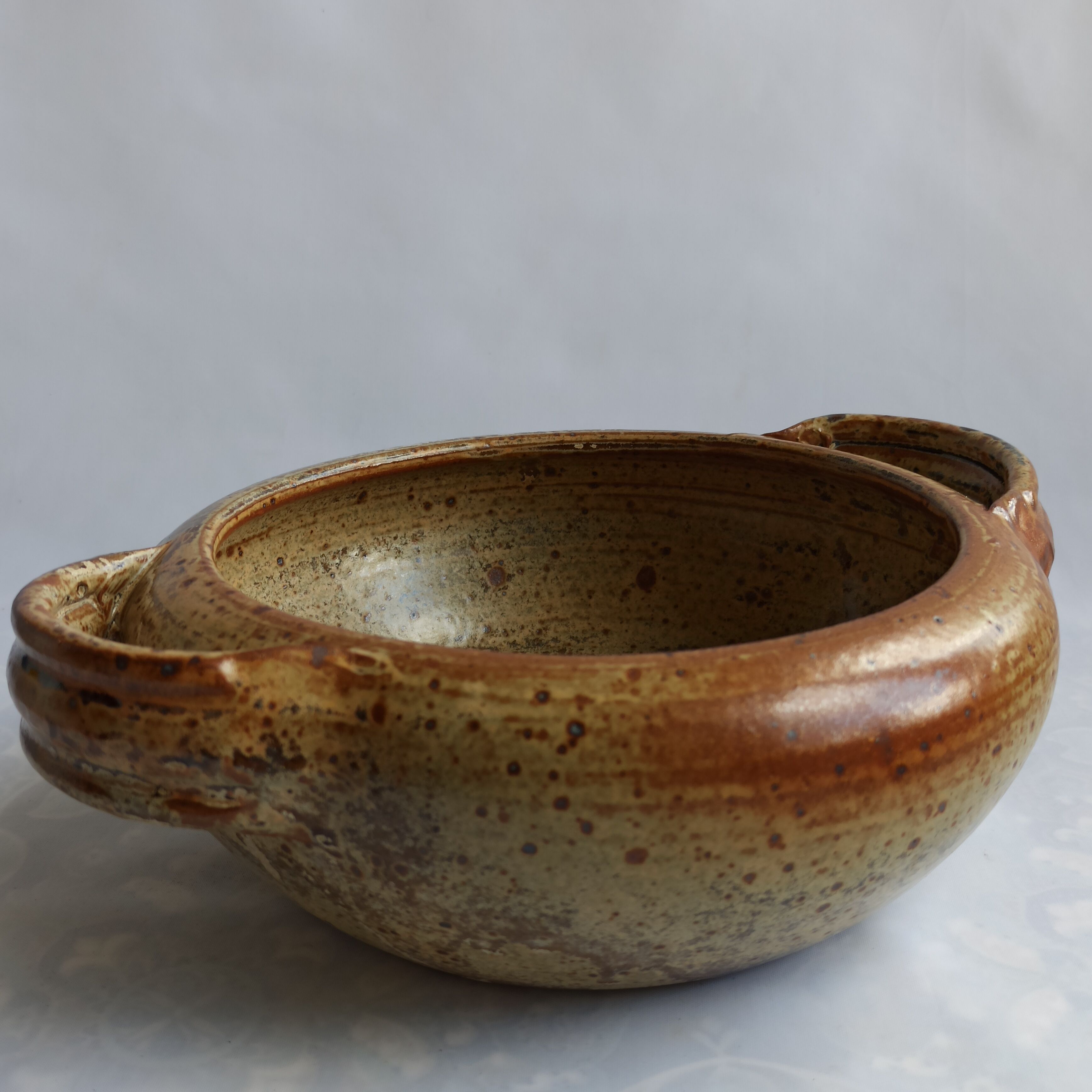 La Borne pyrity sandstone dish signed by JP