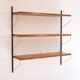 Vintage Scandinavian wall floor in teak metal and brass