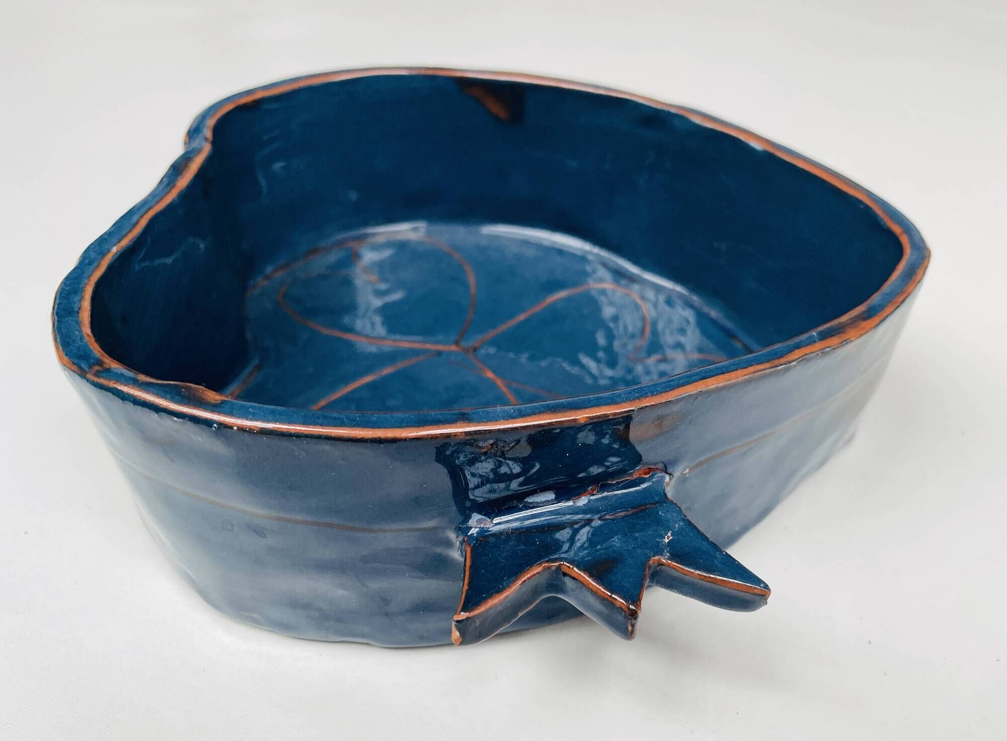 Small "Heart" dish or large blue glazed ceramic catchall.