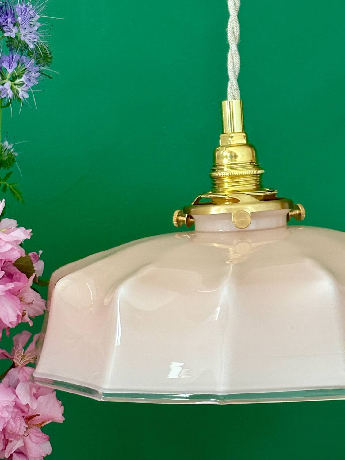 Vintage pink opaline pendant light