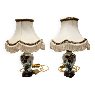 2 Vintage Cloisonné Table Lamps, mid 1900s