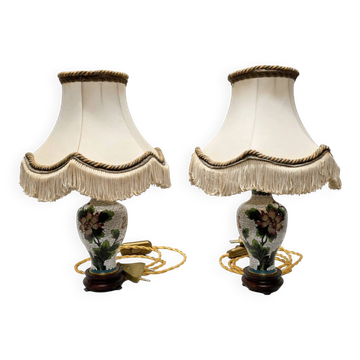 2 Vintage Cloisonné Table Lamps, mid 1900s