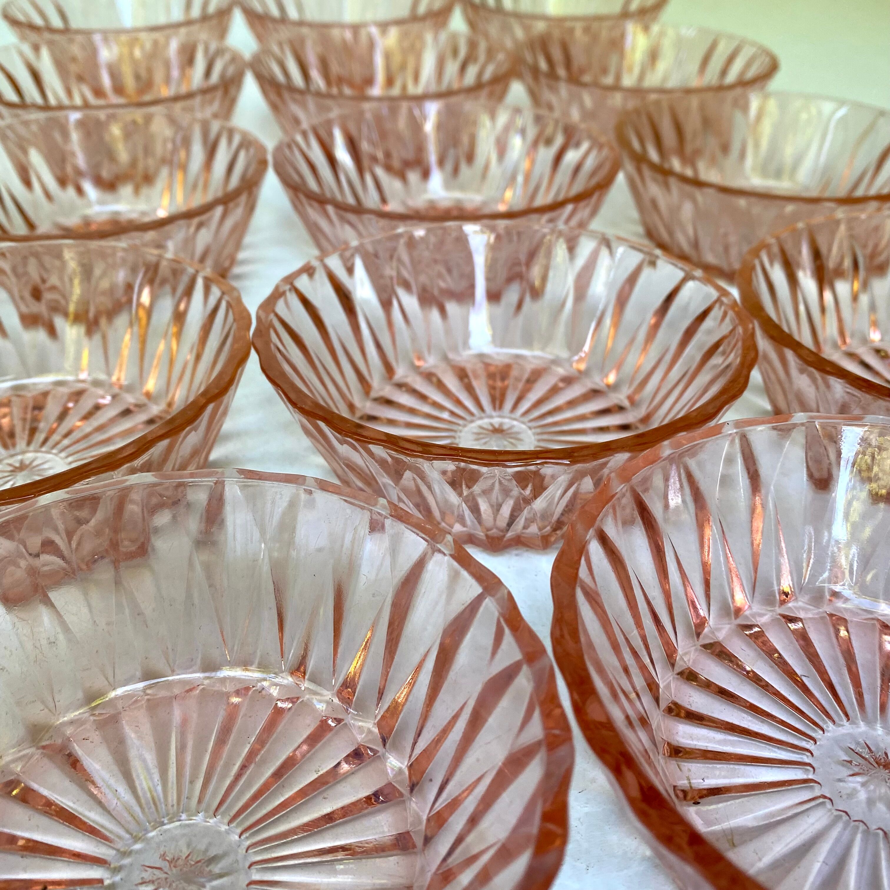 Vintage pink glass ramekins