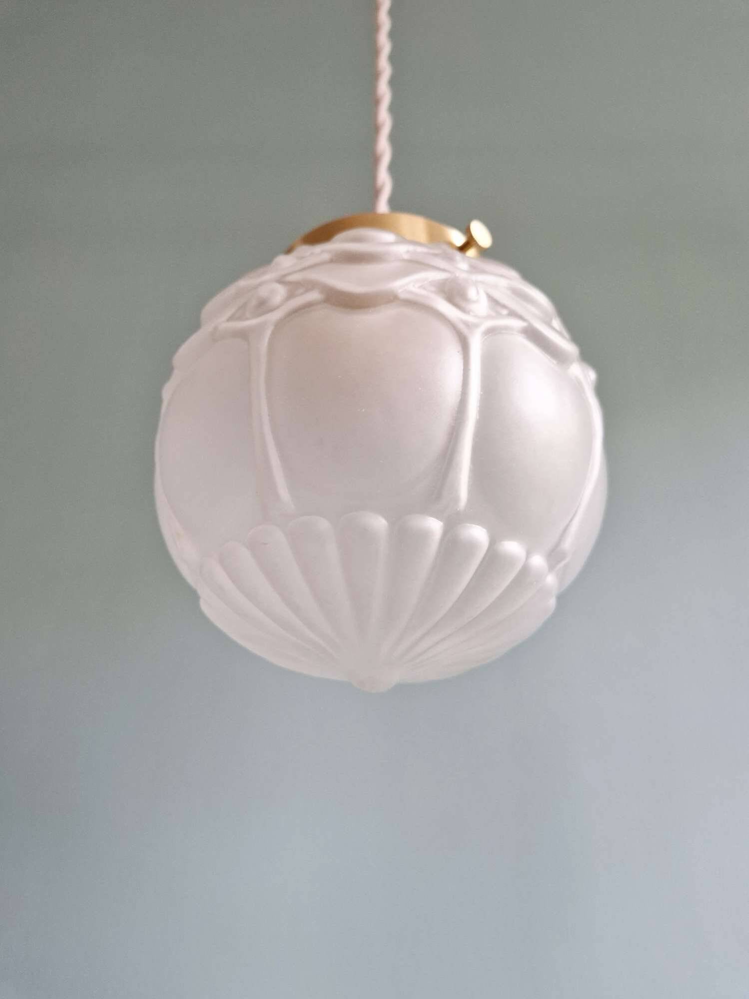 Art Deco satin glass pendant (2 available), 1920s-30s