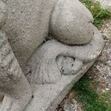 Paire de lions de jardin en pierre ancien vintage