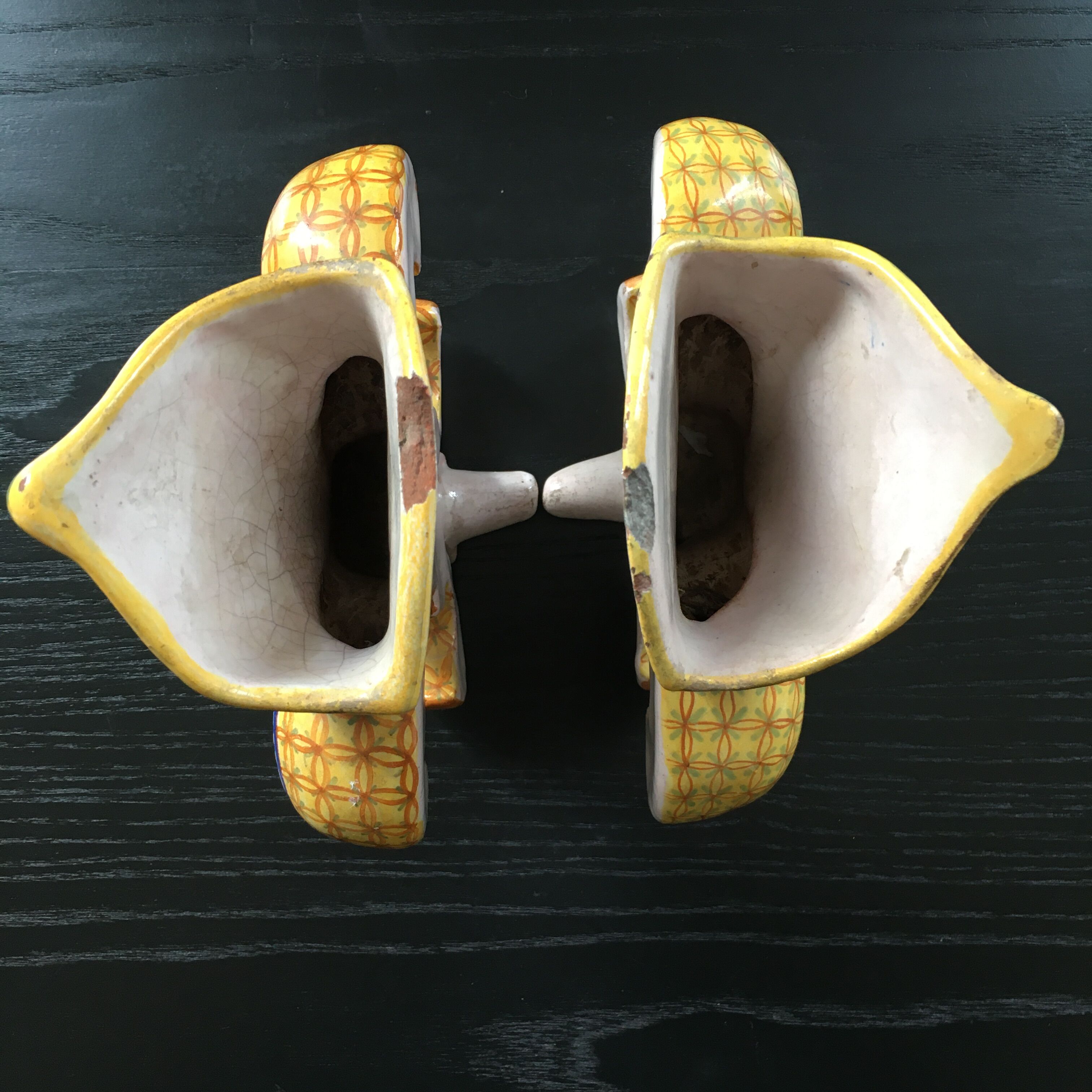 Pair of Henriot Quimper fleur-de-lys vases