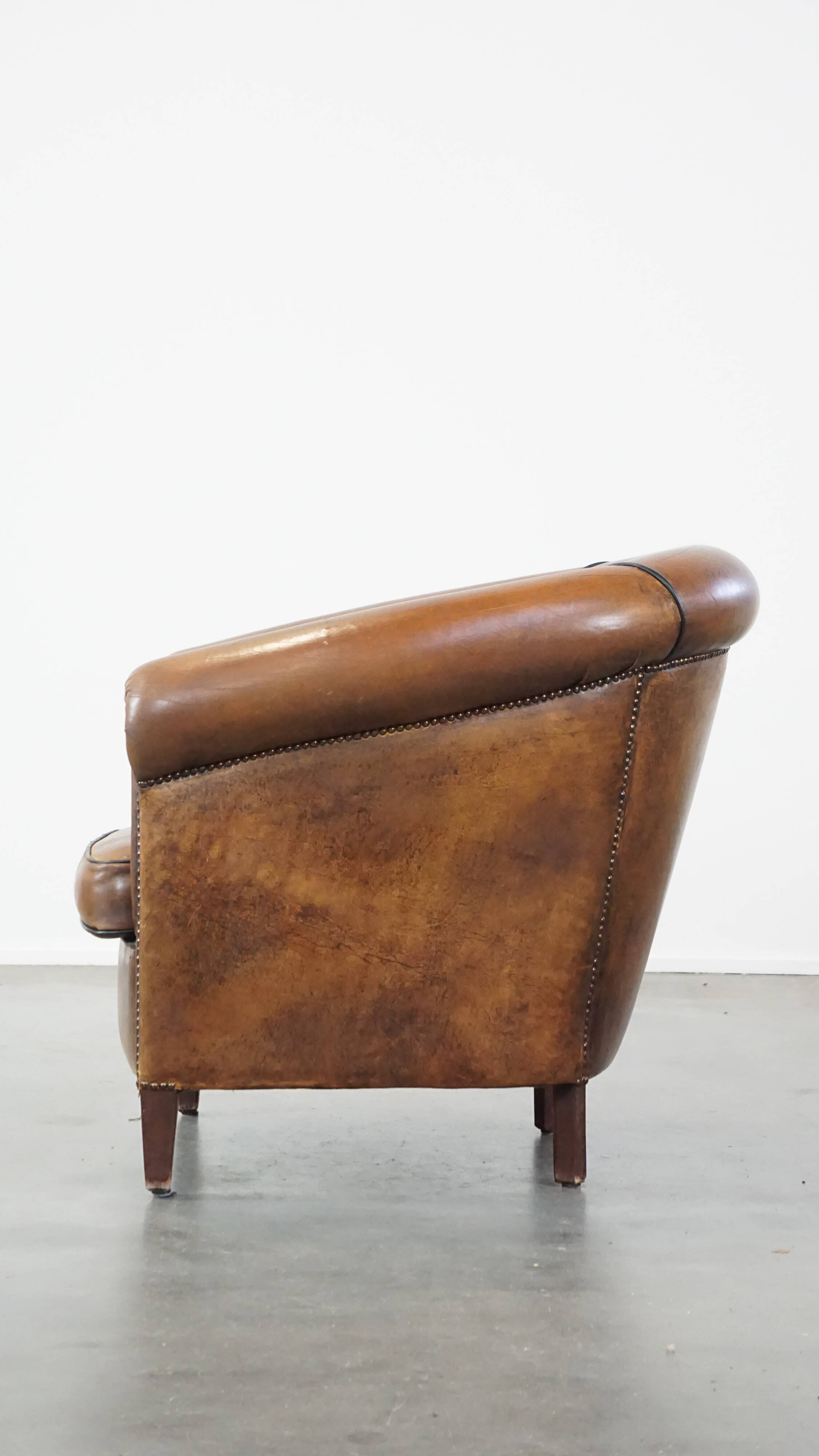 Sheep leather club armchair