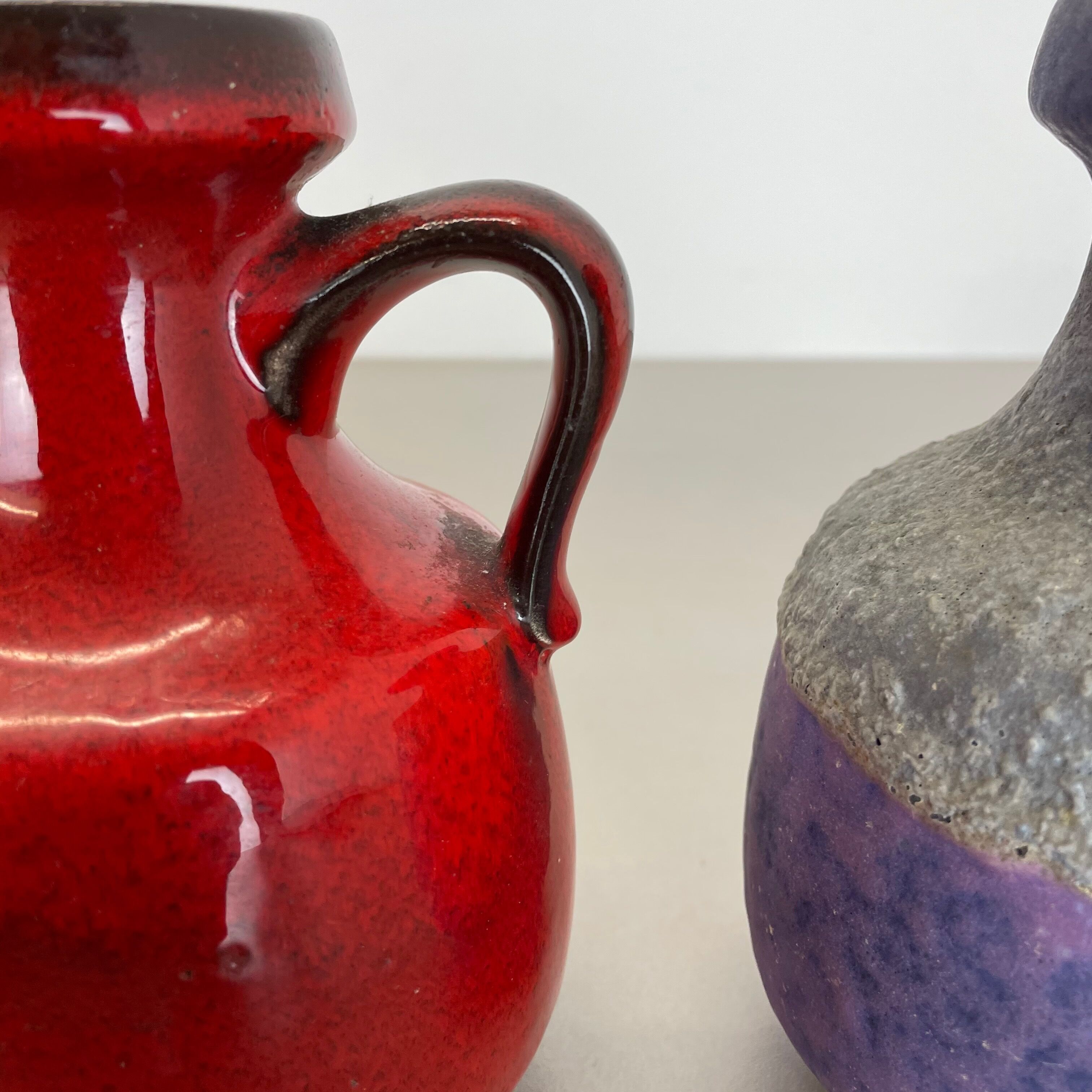 Set of Two Pottery Fat Lava Vases "Purple-Red" by Jopeko, Germany, 1970s
