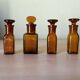 Set of 4 old small glass bottles iodine dye with cap