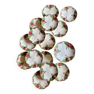 Antique barbotine service with Choisy le Roi apple decorations