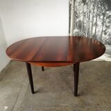 Table ronde, extensible en palissandre, rallonge papillon