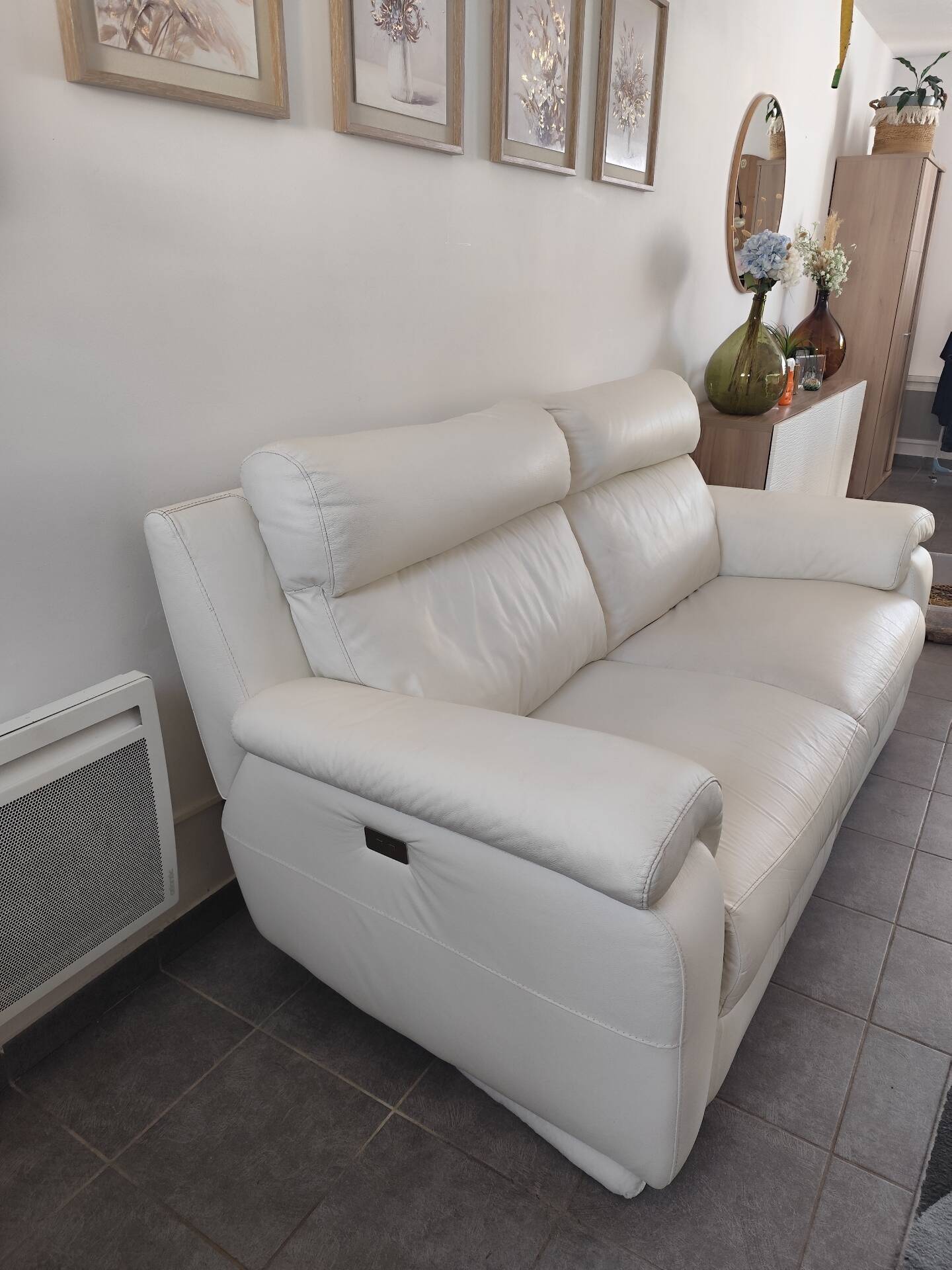 Canapé cuir blanc