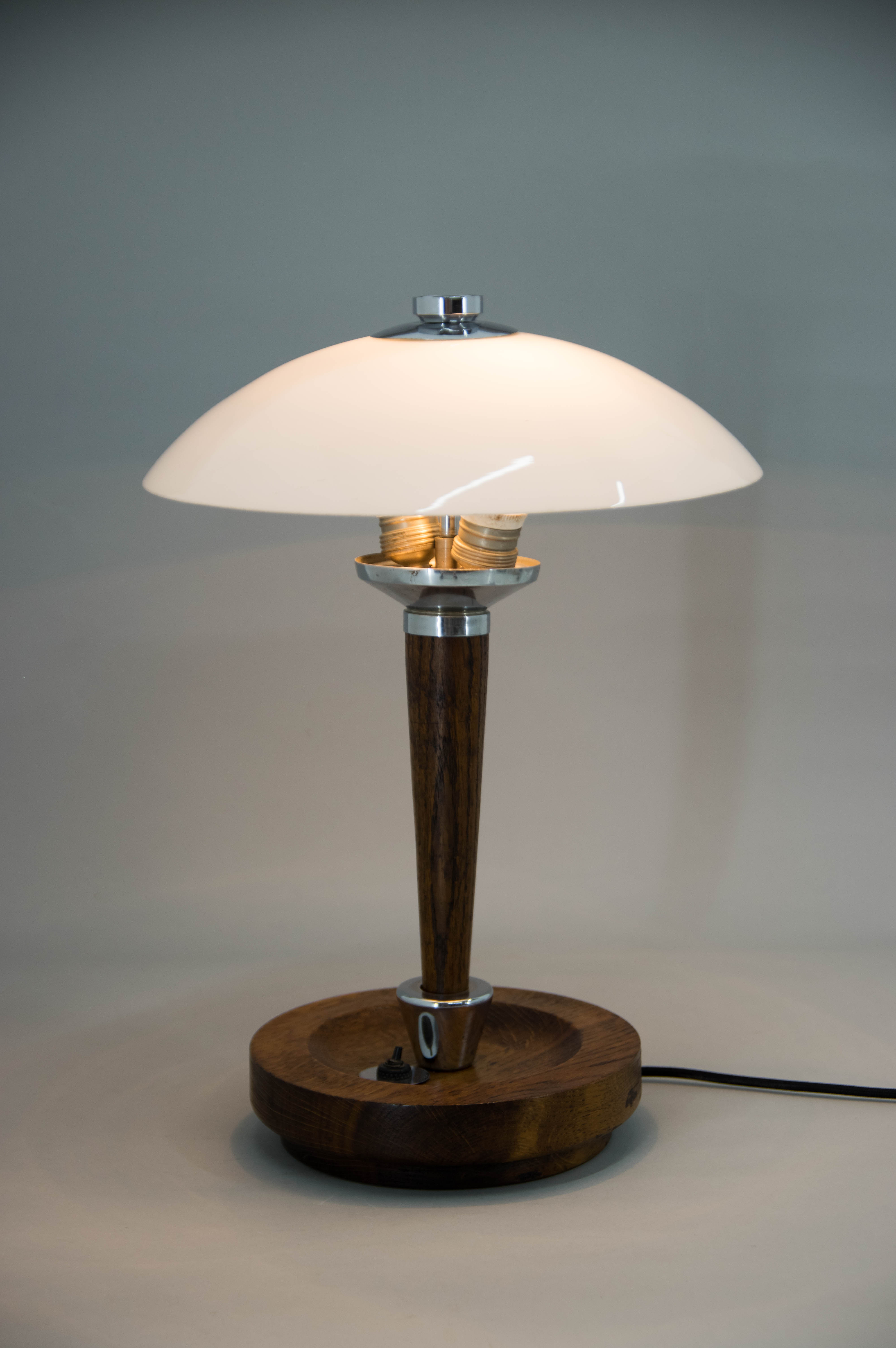 Art deco wood and glass table lamp, 1930s