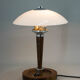 Lampe de table art déco bois et verre , années 1930