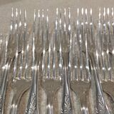 12 silver-plated metal table forks Ercuis Dubarry model