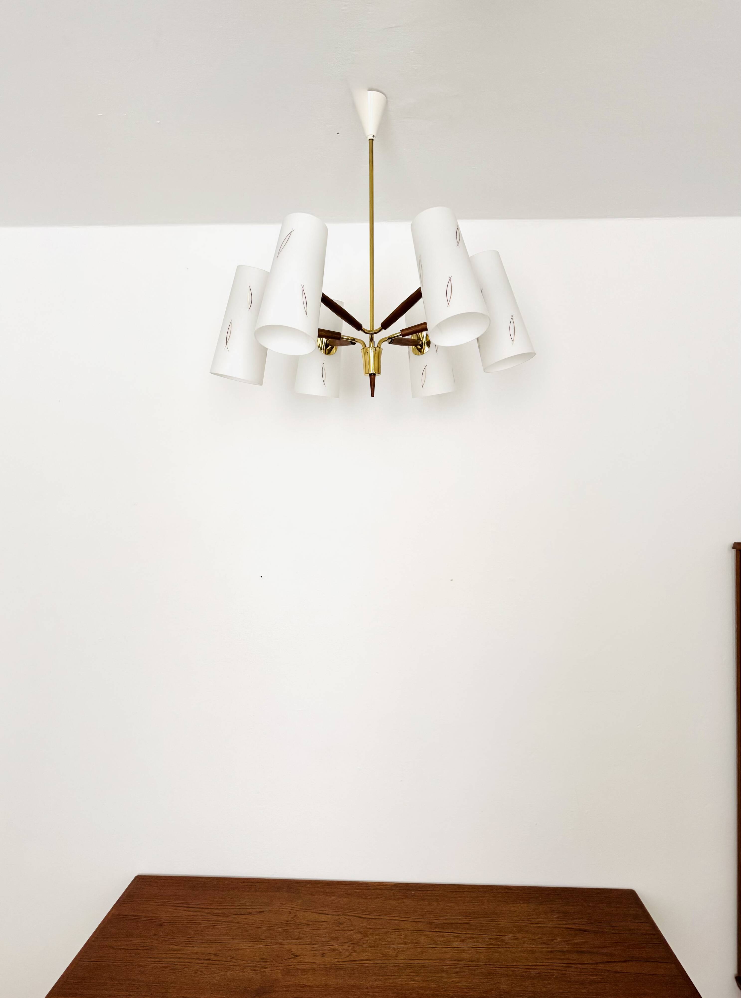 Brass and Walnut Chandelier by Rupert Nikoll