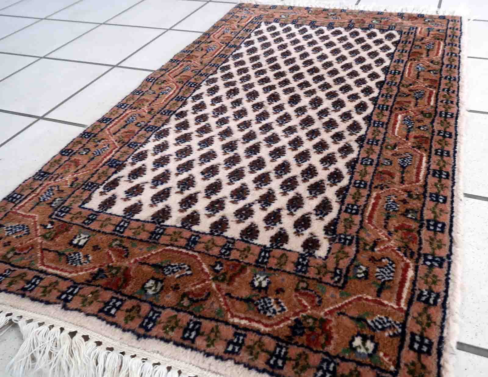 Vintage Indian carpet Seraband handmade 56cm x 89cm 1970s