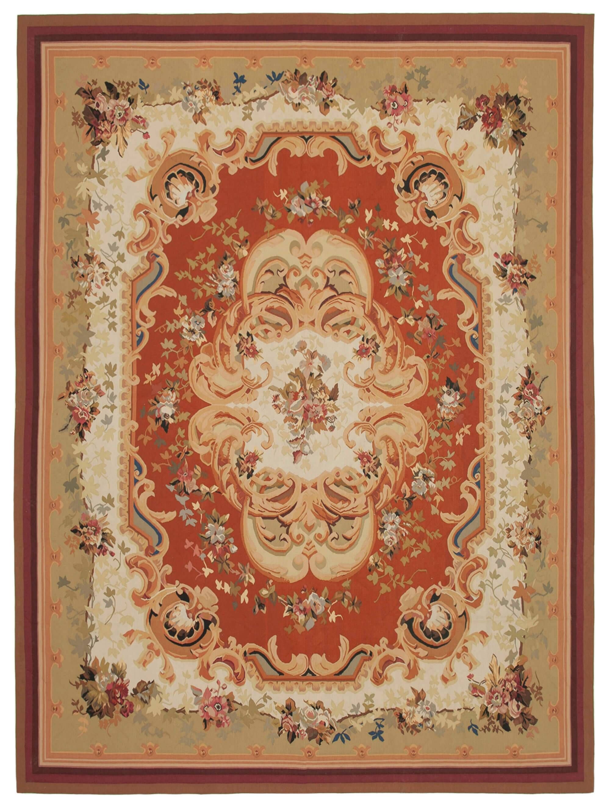 Handmade European Vintage Aubusson Kilim 320 cm x 427 cm