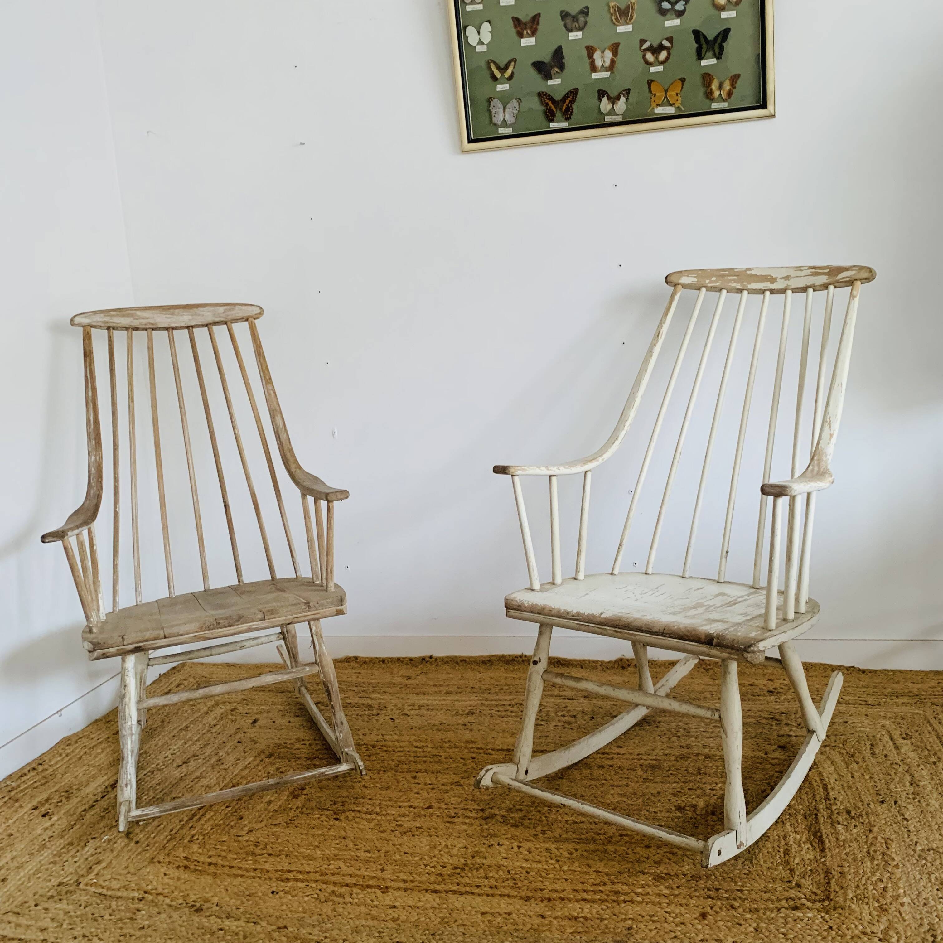 Pair of vintage rocking chairs by Lena Larsson