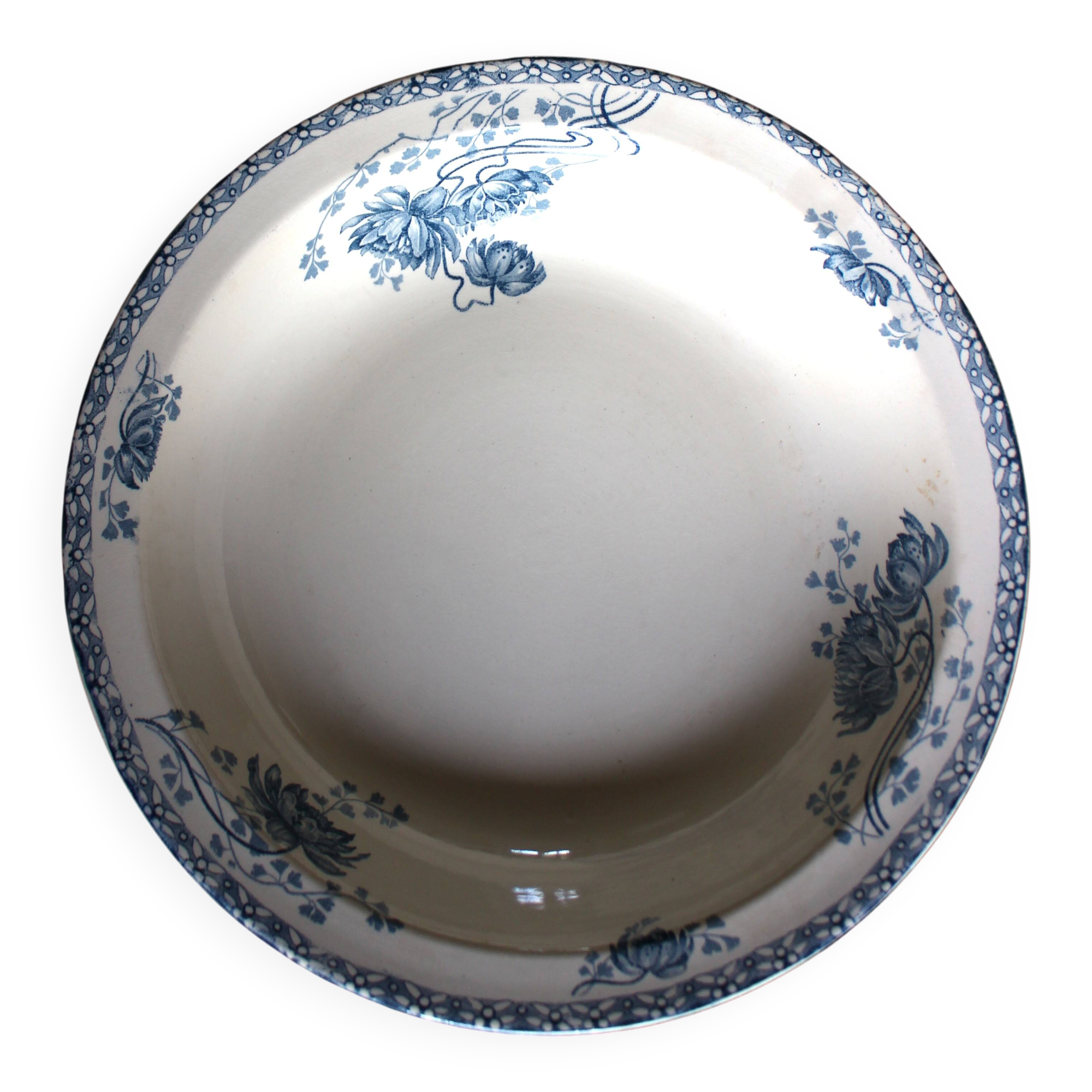 Plat rond creux Terre de fer Bleu Royat Sarreguemines