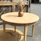 Round table with 2 extensions in raw solid wood - renovated antique table
