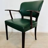Danish Rosewood Green Leather Fully Restored Armchair, 1960´s