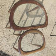 2 tables in mahogany, glass and bronze, circa 1960