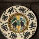 Ceramic plate with graffito stylised birds in the Pesaro Faenza style, early 1900s.