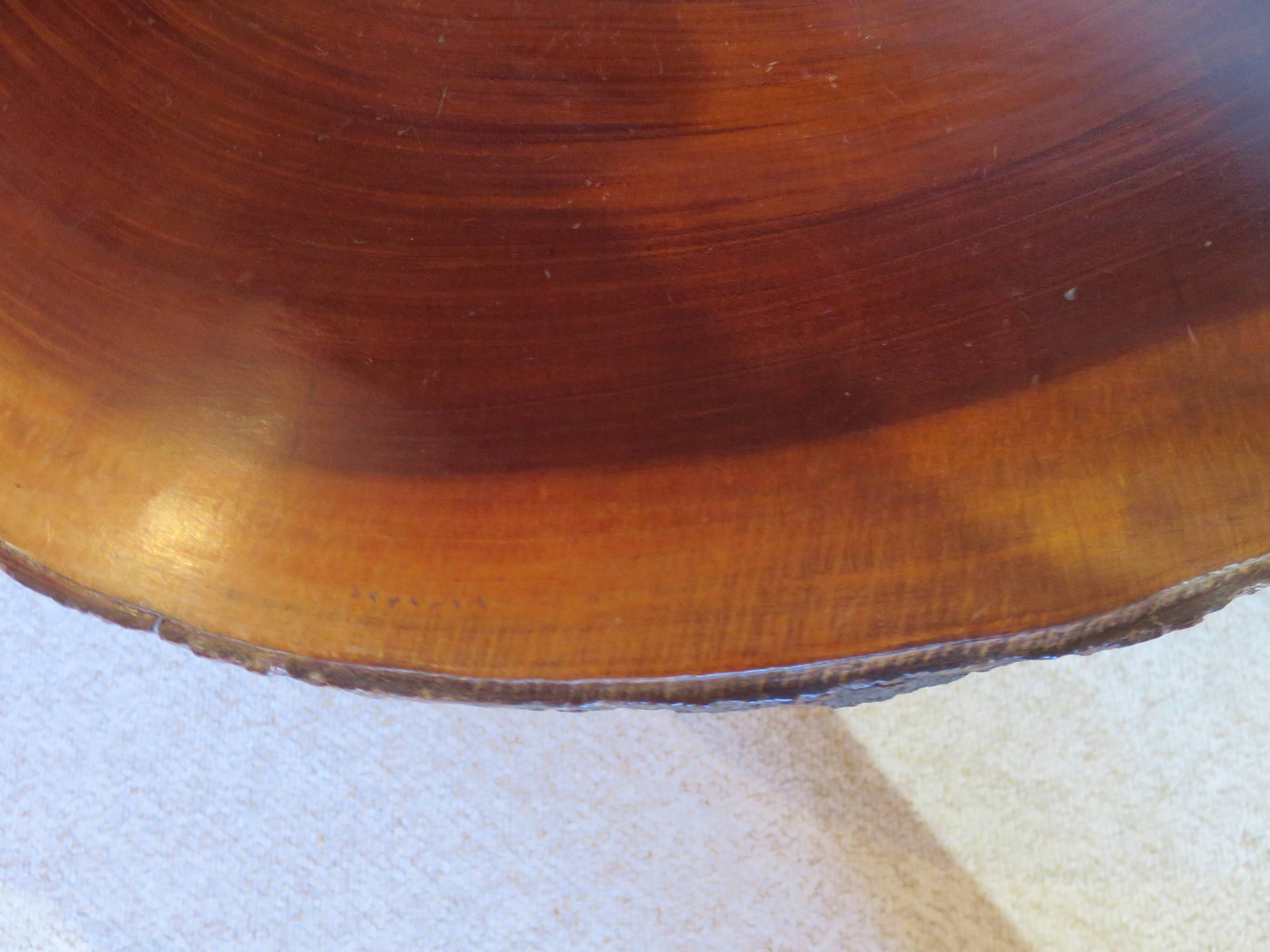 Tripod coffee table - solid okoumé wood - organic shape - brutalist style